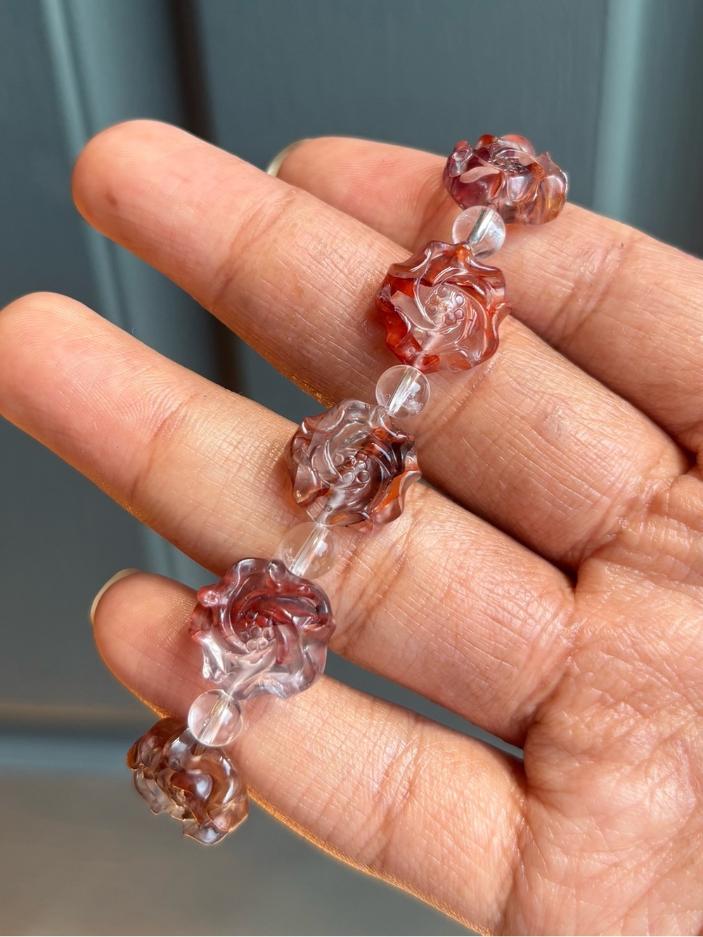 Fire Quartz Flower Crystal Charm Bracelet - Picture 7 of 12